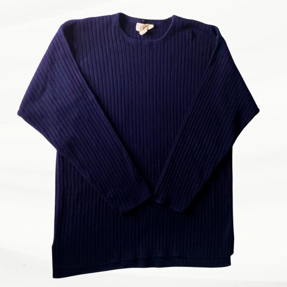 J. Crew Ribbed Navy Crewneck, Long Sleeve Pullover, Size XL - Picture 4 of 10